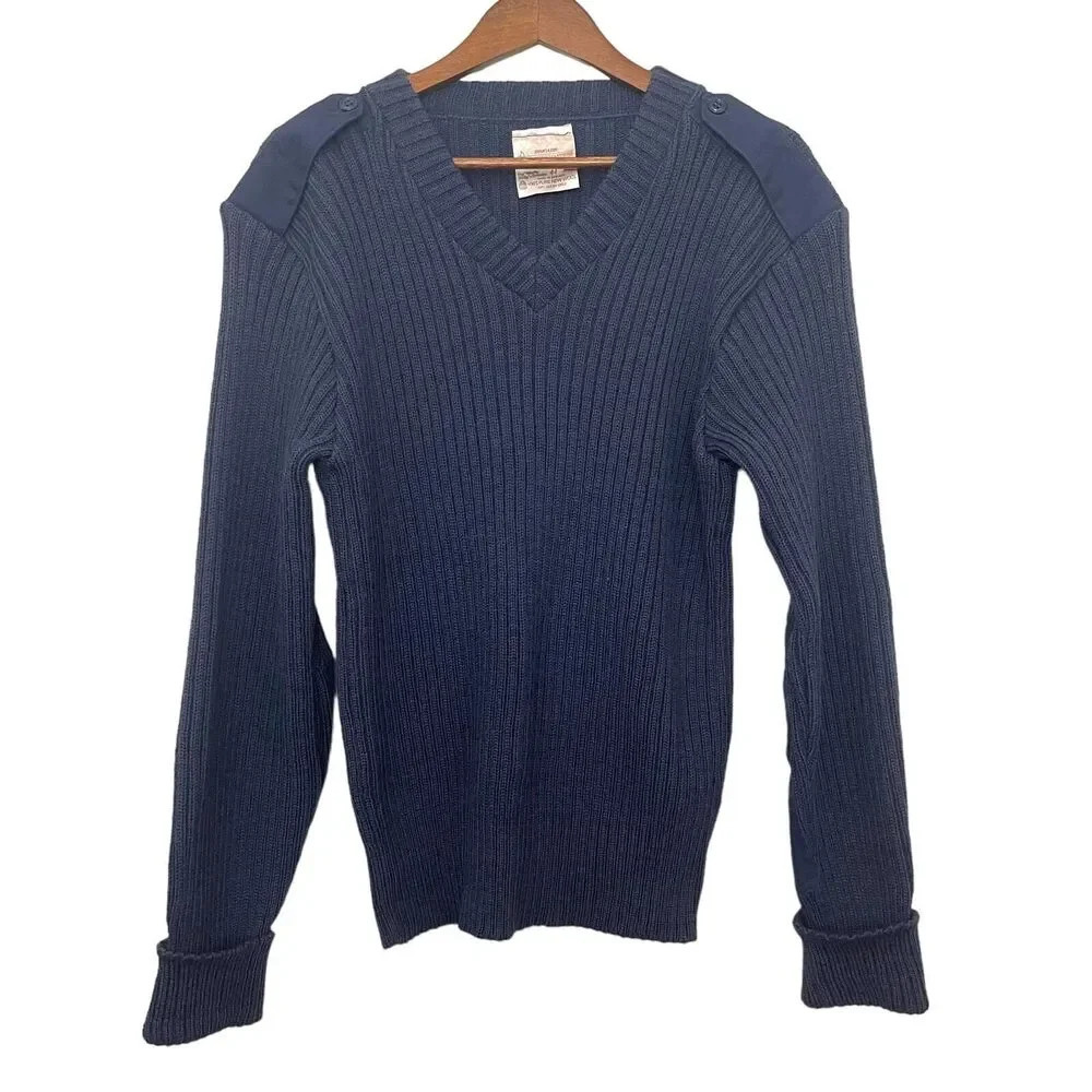 Vtg Brigade Quartermasters Woolly Pully Elbow Patch‎ Fishermans Sweater Military